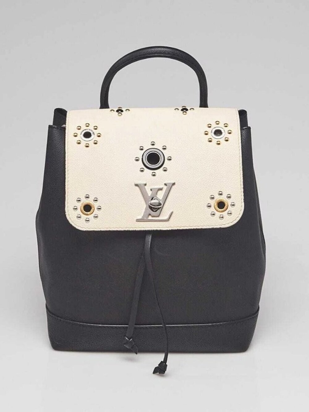 Louis Vuitton Black/White Leather Mechanical Flowers Lockme Backpack Bag